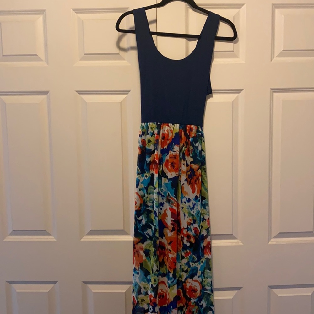 Navy and floral maxi dress. NWT
